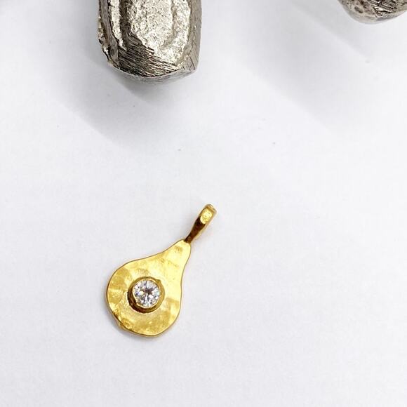 NEW Anthropologie Gold Whisper Teardrop Molten Birthstone Charm - Picture 13 of 16